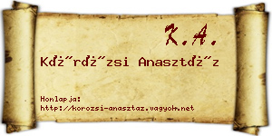 Körözsi Anasztáz névjegykártya